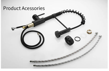 Kitchen Faucets Black Stainless Steel Faucets for Kitchen Sink Pull Out Spring Spout Mixers Tap Hot Cold Water Crane 866053R