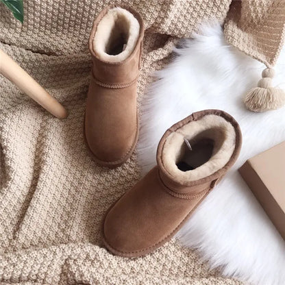 Snow Boots Women Waterproof Australia Winter Warm Shoes Non-slip Rubber Sole 100% Genuine Cowhide Leather Big Size Wholesale