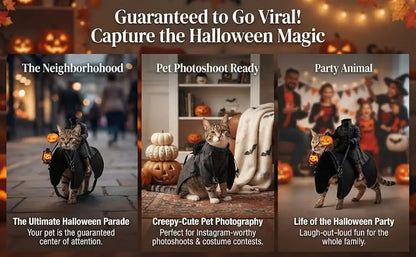 Halloween Party Pet Headless Horseman Pet Costume Spooky 3D Horse Riding Illusion Realistic Dark Rider Cosplay Outfit for Photos