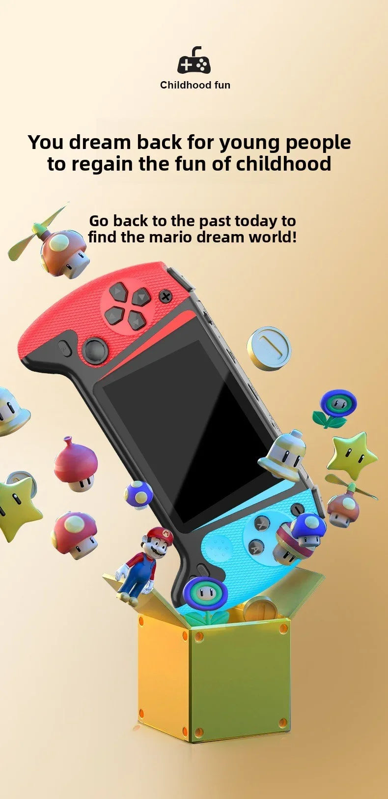 Retro Handheld Game Console LCD Screen Built-in 500-in-one Retro Nostalgic Classic Large-Screen Handheld Console