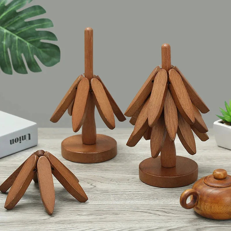 Christmas Tree Insulation Mat Solid Wood Dining Table Coaster Anti Scalding Mat Pot Mat Creative Personalized Home Decoration