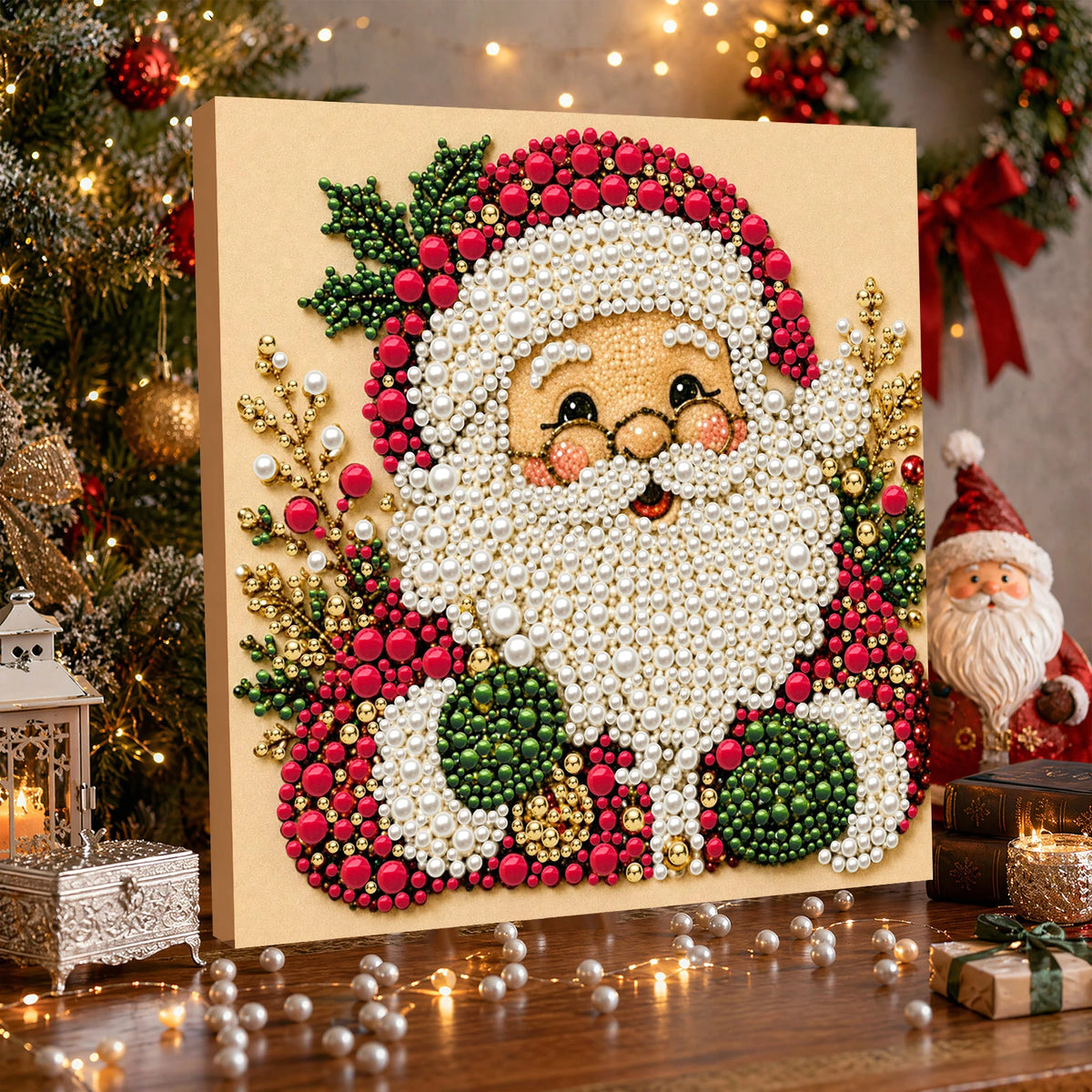 Christmas Decor DIY Santa Claus Snowman 3D Pearl Painting Diamond Art Kits for Beginners 20*20CM for Home Wall Decoration Gift