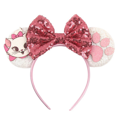 New Christmas Halloween Mouse Ears Headband Cartoon Sequin Bows Headband Birthday Party Princess Cosplay Costume For Women Adult