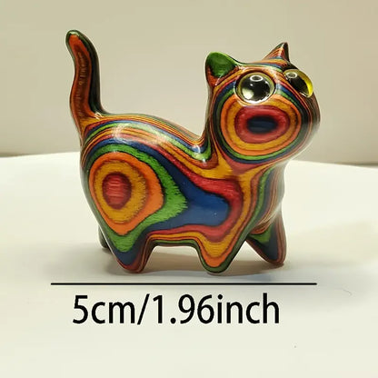 1 painted wooden kitten Creative wooden sculpture small cat home festival entrance decoration small statue ornaments