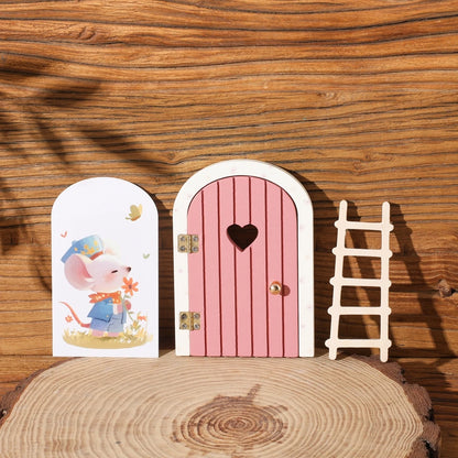 Dollhouse Mini Home Decorations Wood Fairy Elf Door Baby Room Wall Decoration Craft Ornaments Commemorative Tooth Box Baby Gift