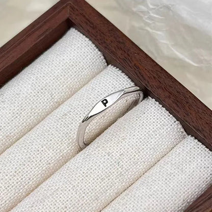 Elegant Initial Letter Alphabet Adjustable Thin Stackable Ring for Women Girl