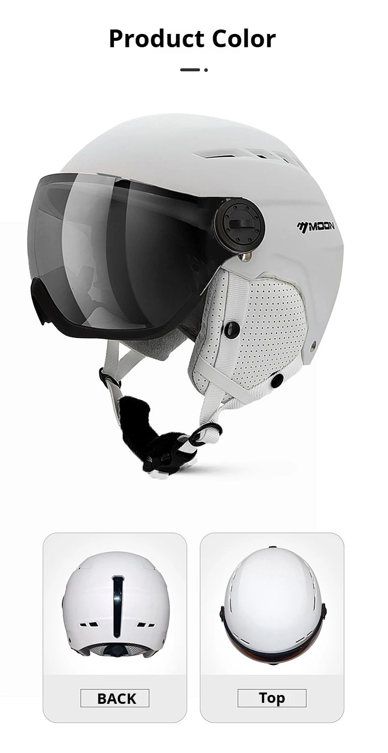 Moon Hot Selling Ski Snowboard Helmet ABS+EPS Integrated Goggle Shield Low Weight Adults Men Women Ski Helmet