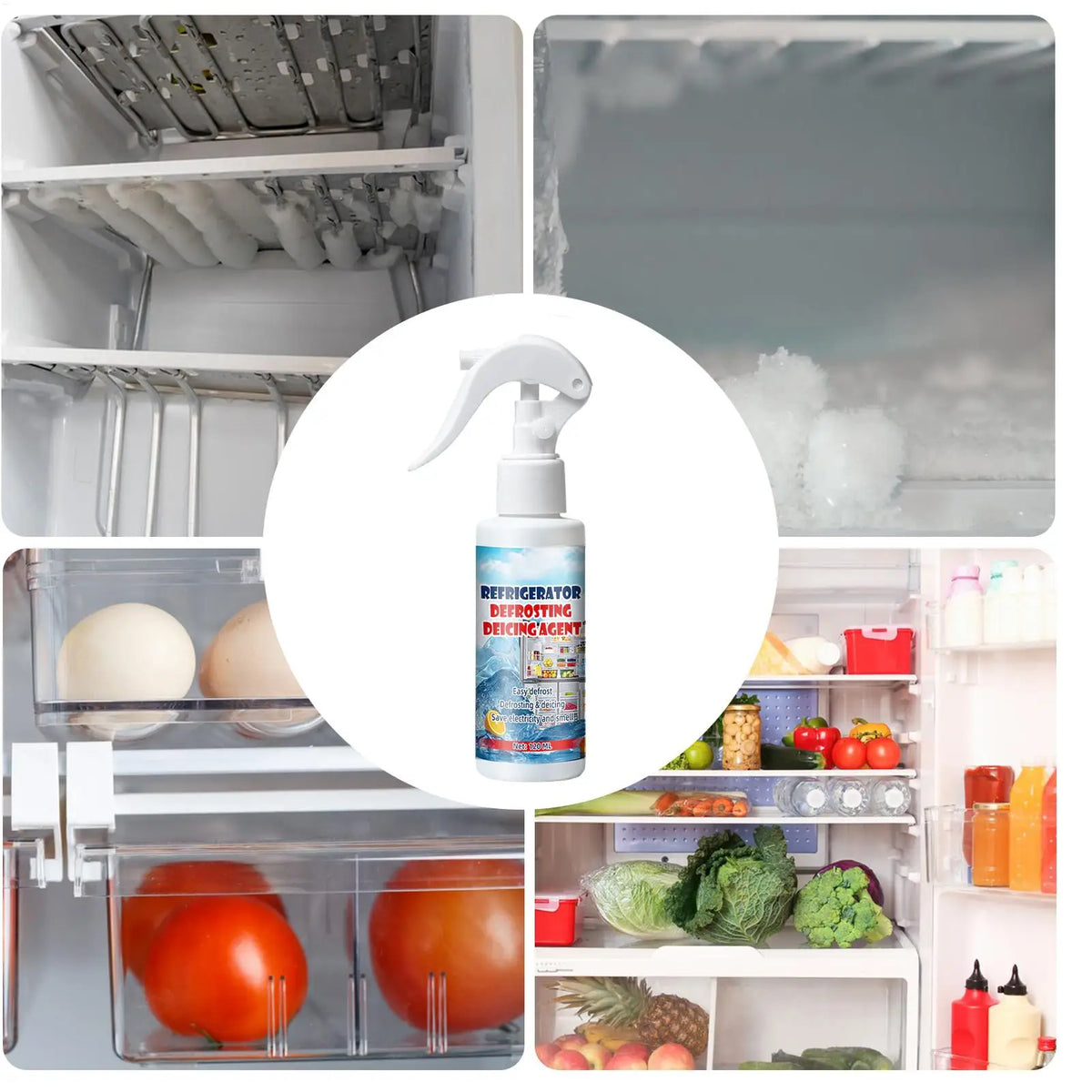 Multi-Functional Snow Ice Removal Spray, Quick Thawing, Instant Frost Removal, Long-Lasting Anti-Ice, for Car Windshield, Fridge