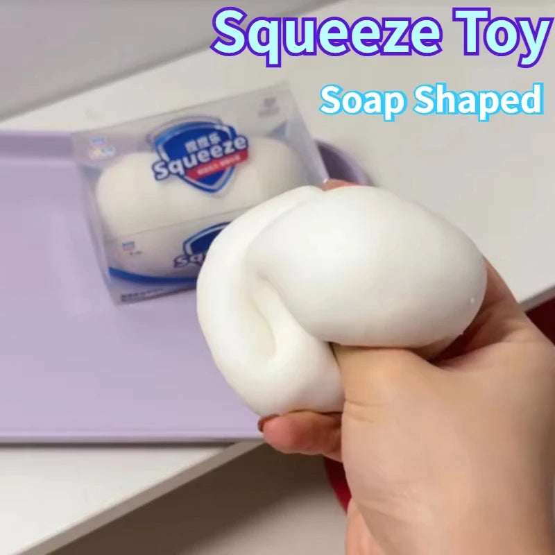 Super Soft Soap Squishy White Pink Blue Simulated Soap Stress Relief Squeeze Fidget Toy Moldable Slow Rebound Adults Party Gifts