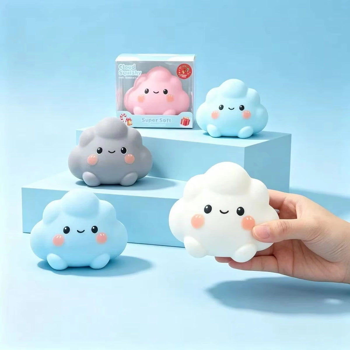 Squishy Cloud Shape Stress Relief Toy, Soft Silicone Sensory Fidget, Cute Kawaii Desk Decor for Adults
