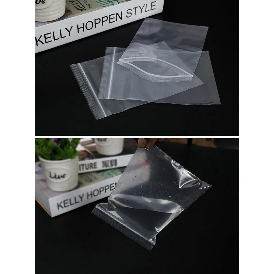 100Pcs Reclosable Clear Plastic Packaging Bags Strong Poly Zip Locks Baggies Grip Self Seal Resealable Baggy For Candy Packing