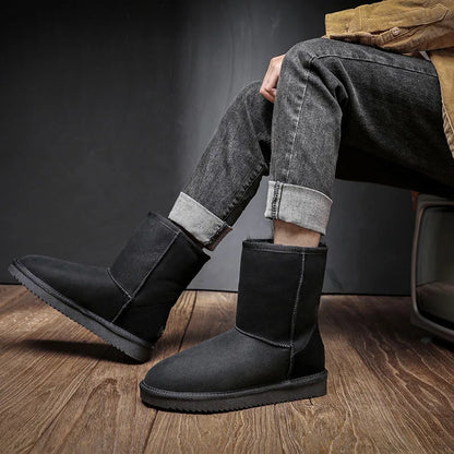 Snow Boots Men Waterproof Australia Winter Warm Shoes Non Slip Rubber Sole 100% Genuine Sheepskin Leather Big Size Wholesale