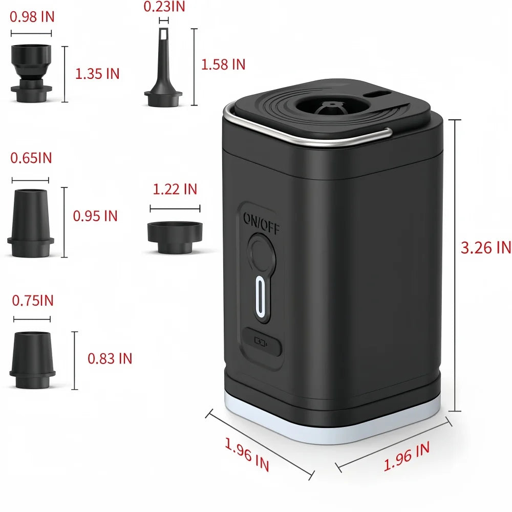 Mini Portable Air Pump 1200mAh USB Rechargeable Wireless Inflator Deflator for Camping Mattress Pool Float Boat Fast Inflation
