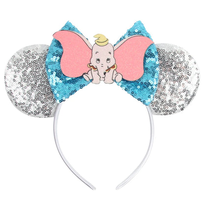New Christmas Halloween Mouse Ears Headband Cartoon Sequin Bows Headband Birthday Party Princess Cosplay Costume For Women Adult