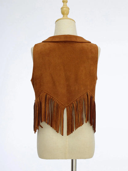 Kids Girl Boy Fringed Vest for Carnival Theme Party Tassels Top Open Front Waistcoat Child Halloween Western Cowboy Costumes
