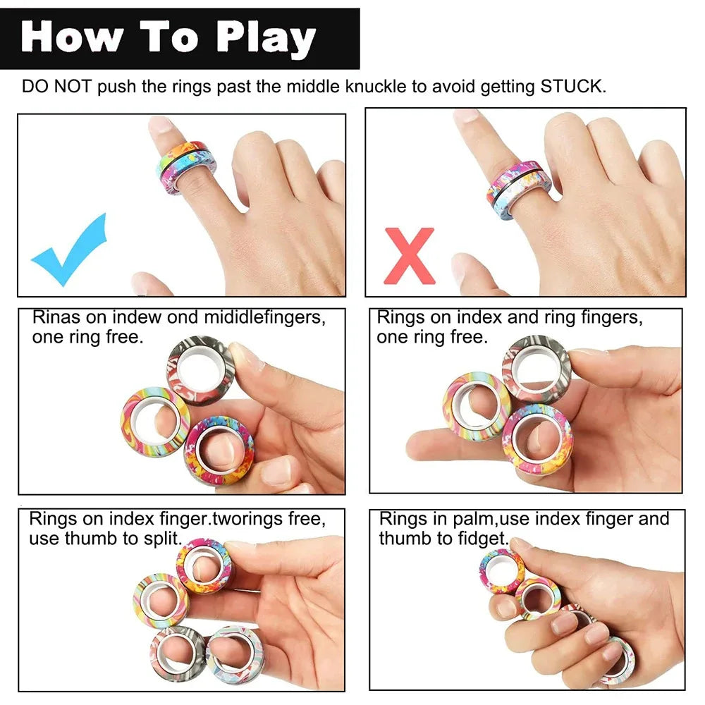 3-Piece Magnetic Ring Fidget Set – Pocket Spinner Toy