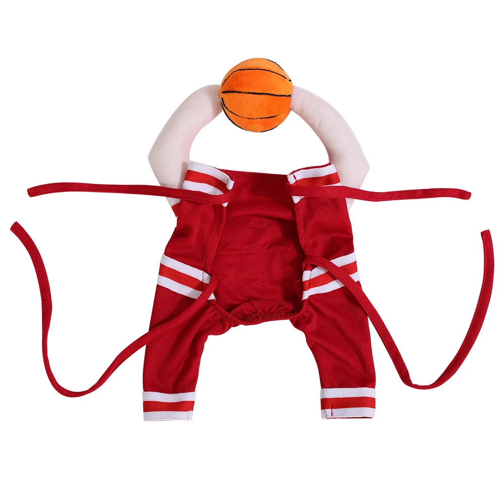 Halloween Pet Basketball Costume with 3D Ball Funny Sport Cosplay Outfit for Small Medium Dogs Pug Apparel Photo Shoots Playtime