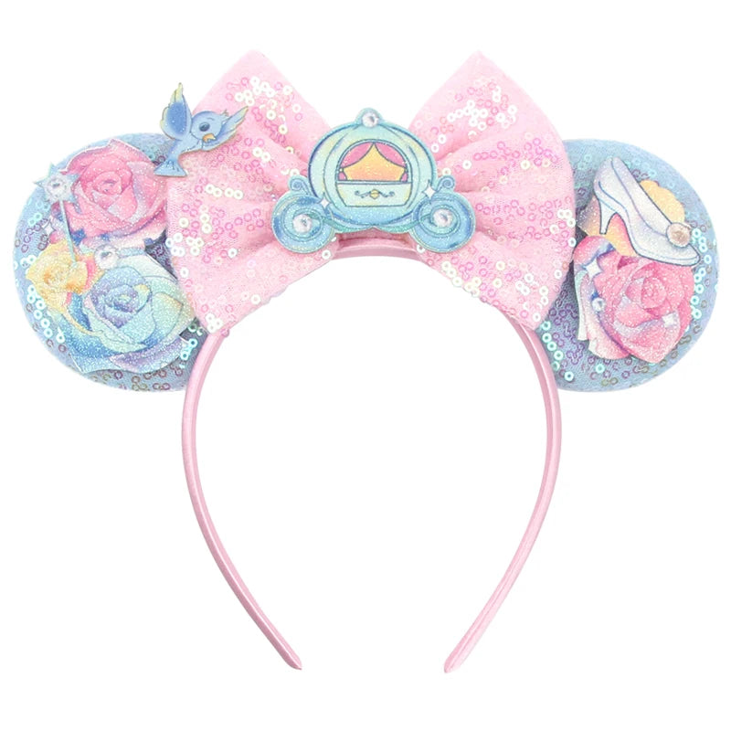 New Christmas Halloween Mouse Ears Headband Cartoon Sequin Bows Headband Birthday Party Princess Cosplay Costume For Women Adult