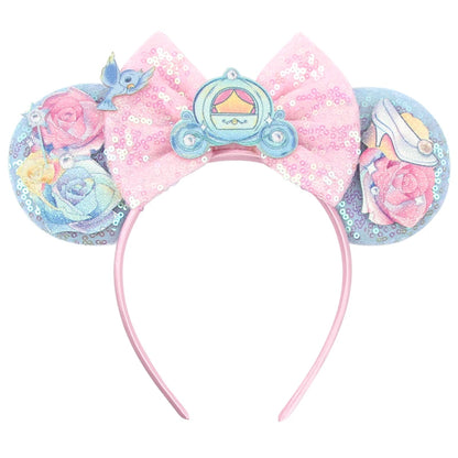 New Christmas Halloween Mouse Ears Headband Cartoon Sequin Bows Headband Birthday Party Princess Cosplay Costume For Women Adult