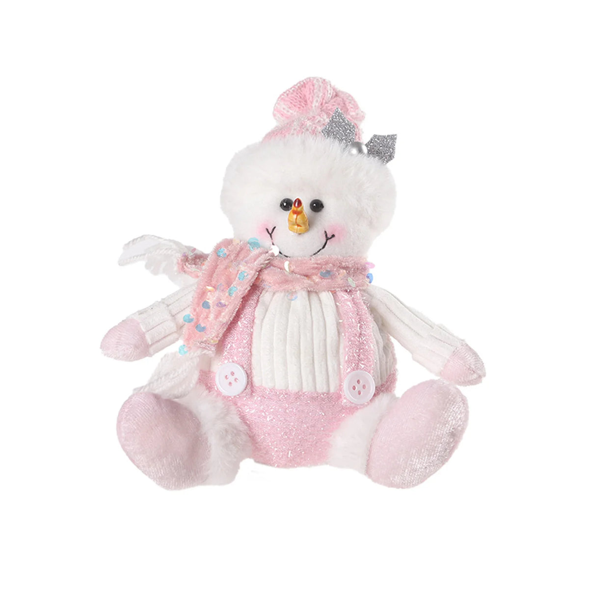 Christmas Decorations - Sitting Sequined Cartoon Doll Pendant Pink Reindeer,Snowman and Santa Claus Christmas Party Scene Props