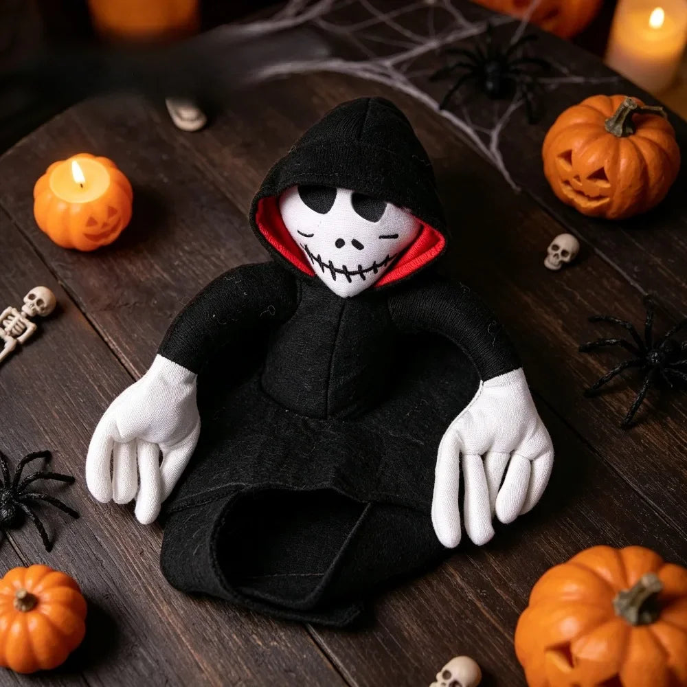 Halloween Pet Dog Costume Skeleton Reaper Rider Style Dog Cosplay Clothes Funny Riding Outfit Medium Large Dogs Party Dress‑up