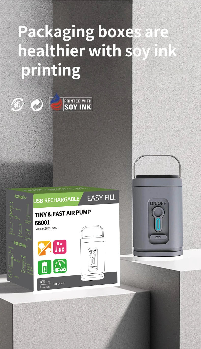 Mini Portable Air Pump with 1300mAh Battery USB Rechargeable to Inflate Deflate for Pool Floats, Air Bed, Vacuum Storage Bags