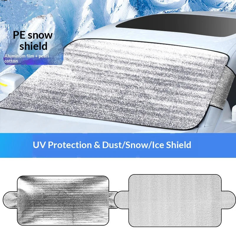 Car Windshield Snow Cover | PE Aluminum Film Winter Ice & Frost Shield | UV Protection & Dustproof Sunshade for Car Windshield