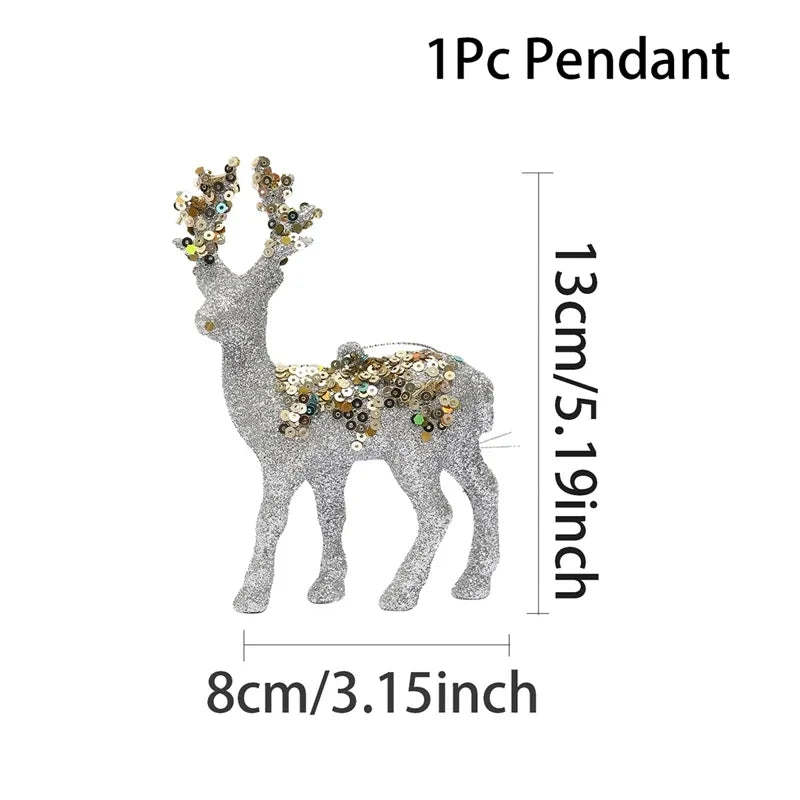 DIY Christmas Reindeer Ornaments Christmas Decorations For Home 2024 Christmas Tree Hanging Pendant Navidad Noel New Year Gifts