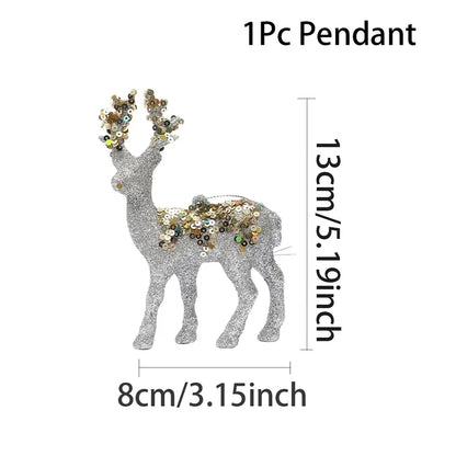 DIY Christmas Reindeer Ornaments Christmas Decorations For Home 2024 Christmas Tree Hanging Pendant Navidad Noel New Year Gifts