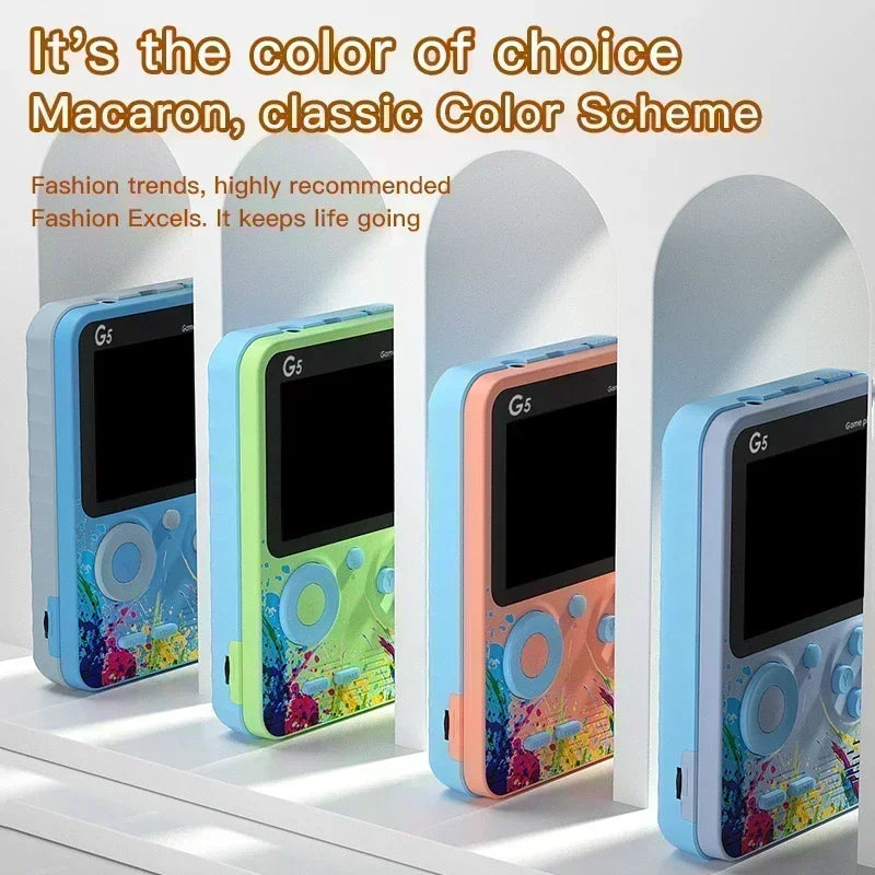 Retro G5 Portable Handheld Game Console 3 0Inch Screen 500 Classic Games Macaron Color 1020mAH Rechargeable Battery Gamepad