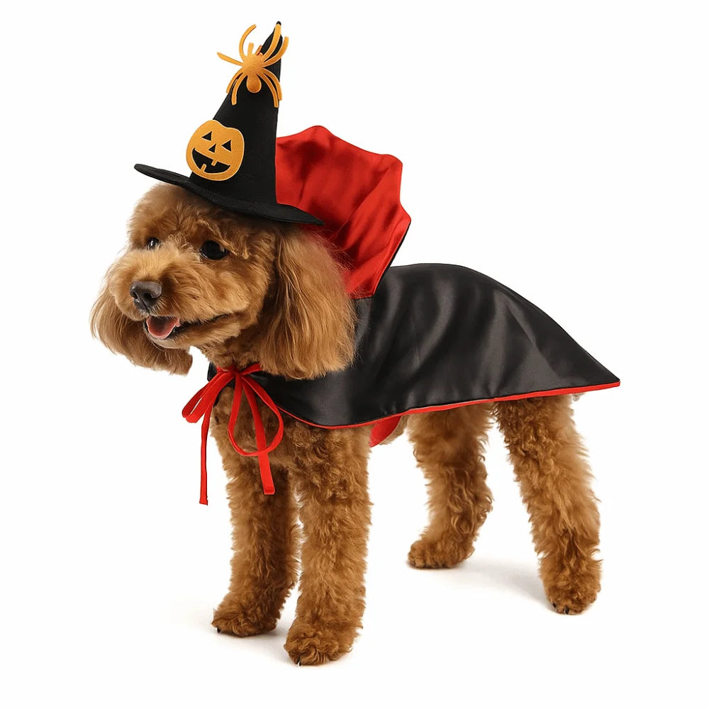 Stand-collar Halloween Pet Costume Comfortable Adjustable Cat Cosplay Cloak Soft Fabric Pet Supplies Kitten Puppy Dress Party