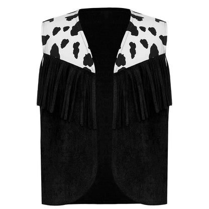 Kids Girl Boy Fringed Vest for Carnival Theme Party Tassels Top Open Front Waistcoat Child Halloween Western Cowboy Costumes