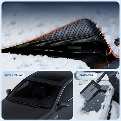 Magnetic Oxford Snow Cover, Thick Frost Guard for All Cars, Easy Install, Durable Winter Ice Protection for Windshield.