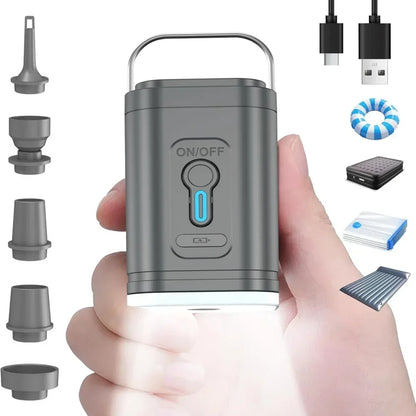 Mini Portable Air Pump 1200mAh USB Rechargeable Wireless Inflator Deflator for Camping Mattress Pool Float Boat Fast Inflation