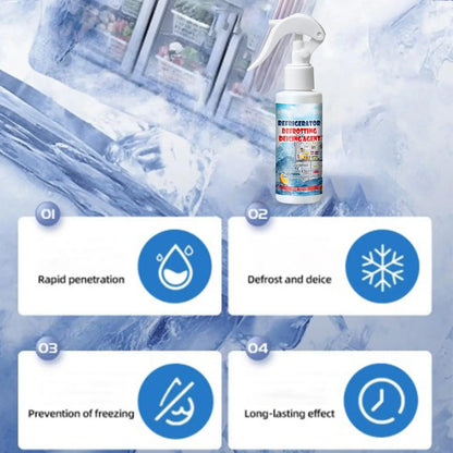 Freezer Frost Remover 100/120ml Fridge Freezer Defrosting Spray Ice Removal Spray Quickly Removes Ice Buildup Spray with Shovel