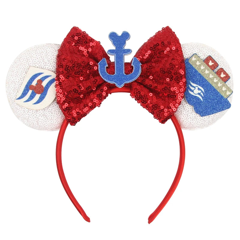 New Christmas Halloween Mouse Ears Headband Cartoon Sequin Bows Headband Birthday Party Princess Cosplay Costume For Women Adult
