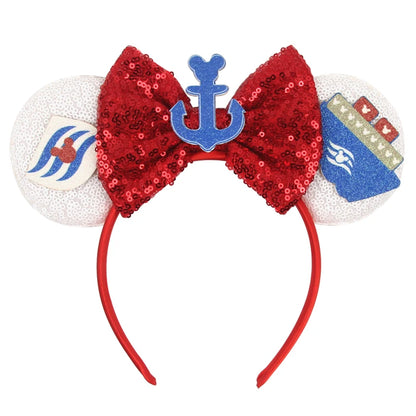New Christmas Halloween Mouse Ears Headband Cartoon Sequin Bows Headband Birthday Party Princess Cosplay Costume For Women Adult