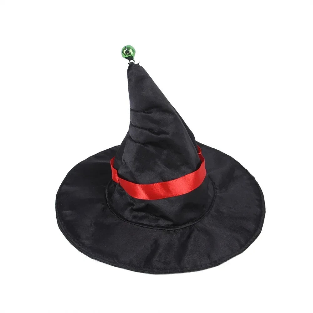 Halloween Pet Cosplay Costume Black Gold Halloween Decoration Wizard Hat Cape Set Printed Cat Dog Suit Party Accessories