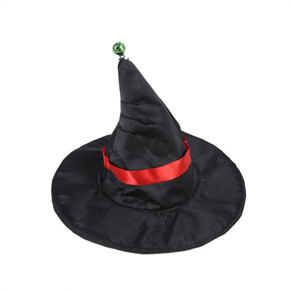 Halloween Pet Cosplay Costume Black Gold Halloween Decoration Wizard Hat Cape Set Printed Cat Dog Suit Party Accessories