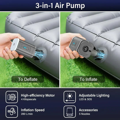 Mini Portable Air Pump 1200mAh USB Rechargeable Wireless Inflator Deflator for Camping Mattress Pool Float Boat Fast Inflation