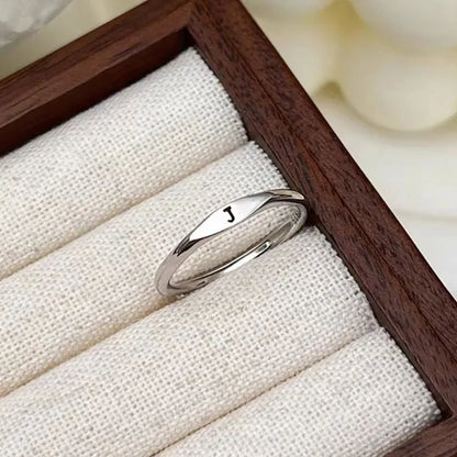 Elegant Initial Letter Alphabet Adjustable Thin Stackable Ring for Women Girl