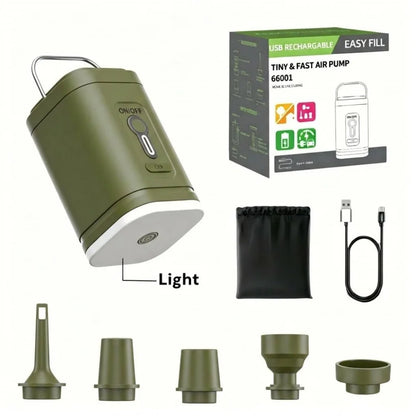 Mini Portable Air Pump 1200mAh USB Rechargeable Wireless Inflator Deflator for Camping Mattress Pool Float Boat Fast Inflation