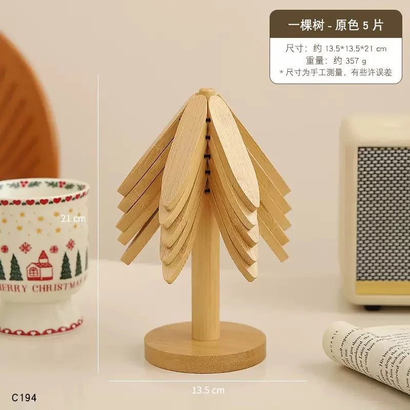 Christmas Tree Insulation Mat Solid Wood Dining Table Coaster Anti Scalding Mat Pot Mat Creative Personalized Home Decoration