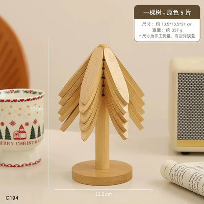 Christmas Tree Insulation Mat Solid Wood Dining Table Coaster Anti Scalding Mat Pot Mat Creative Personalized Home Decoration