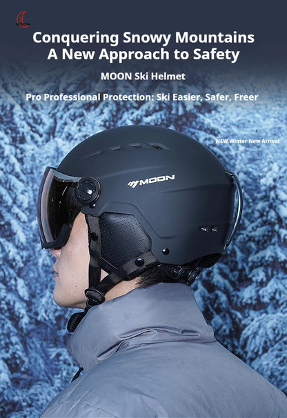 Moon Hot Selling Ski Snowboard Helmet ABS+EPS Integrated Goggle Shield Low Weight Adults Men Women Ski Helmet