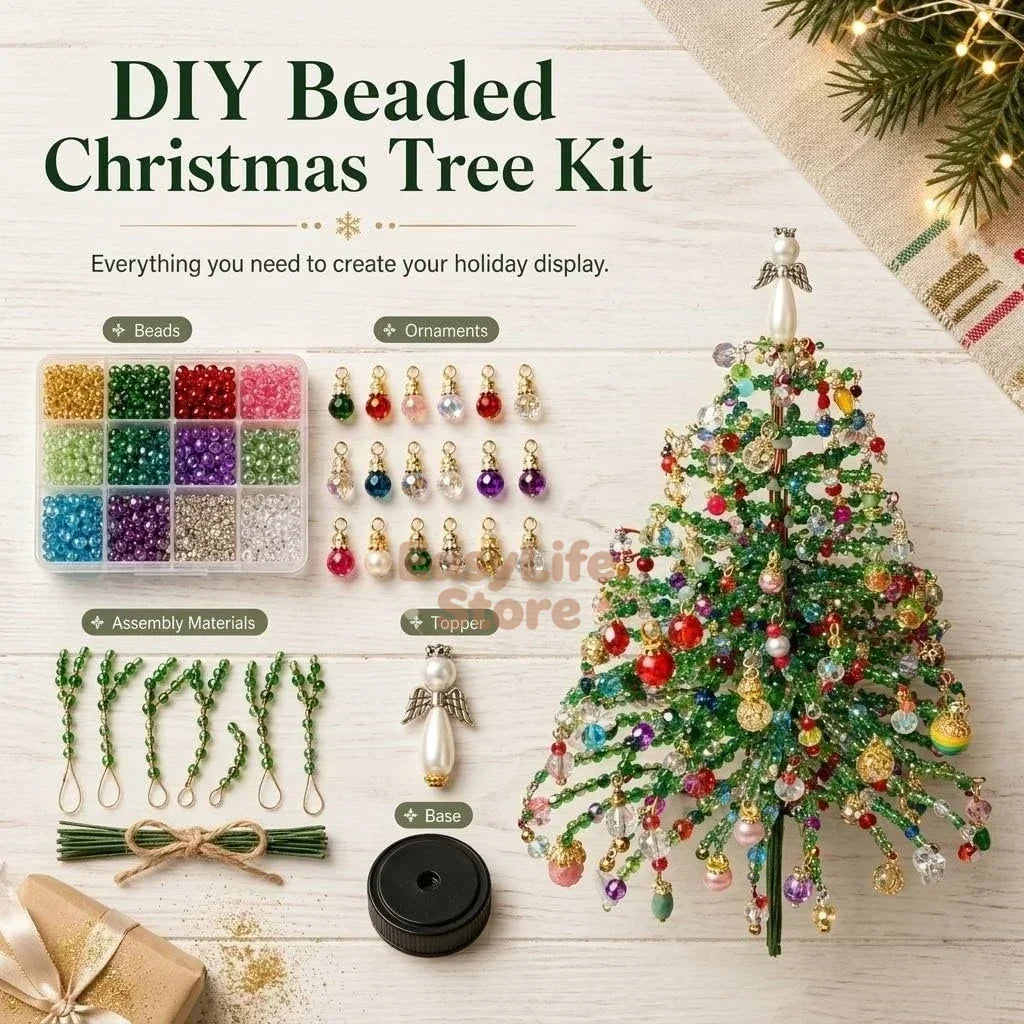 DIY Beaded Christmas Tree Kit Handmade Creative DIY Beading Project Set 3D Crystal Bead Holiday Craft Set for Women Men Home