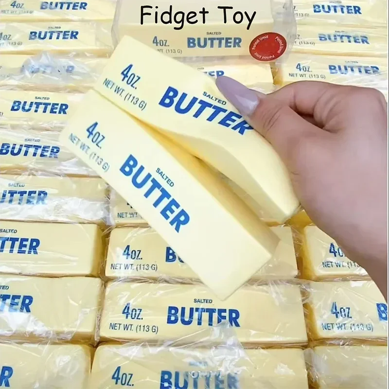 Butter Stick Fidget Toys Squishy Elastic Cheese Stick Funny Decompression Stress Anxiety Relief Game Squeeze Prank Toy