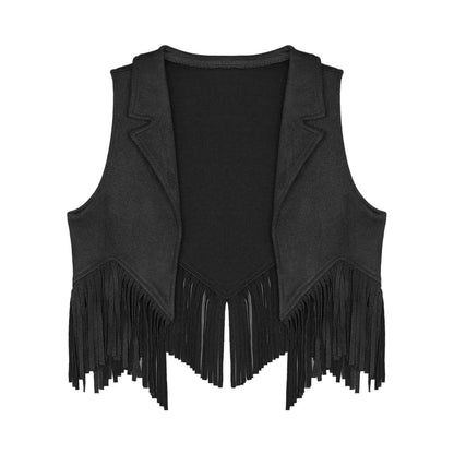 Kids Girl Boy Fringed Vest for Carnival Theme Party Tassels Top Open Front Waistcoat Child Halloween Western Cowboy Costumes