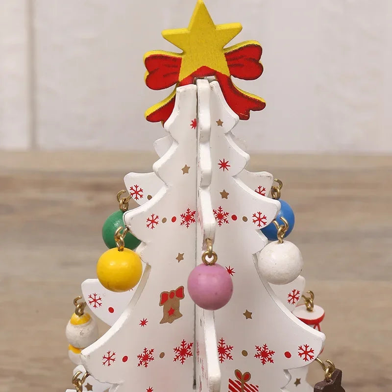 1 Pcs Decorations Creative Wooden Christmas Tree Ornament Home Desktop Party Decor New Year Kids Gifts Home Decoration Crafts