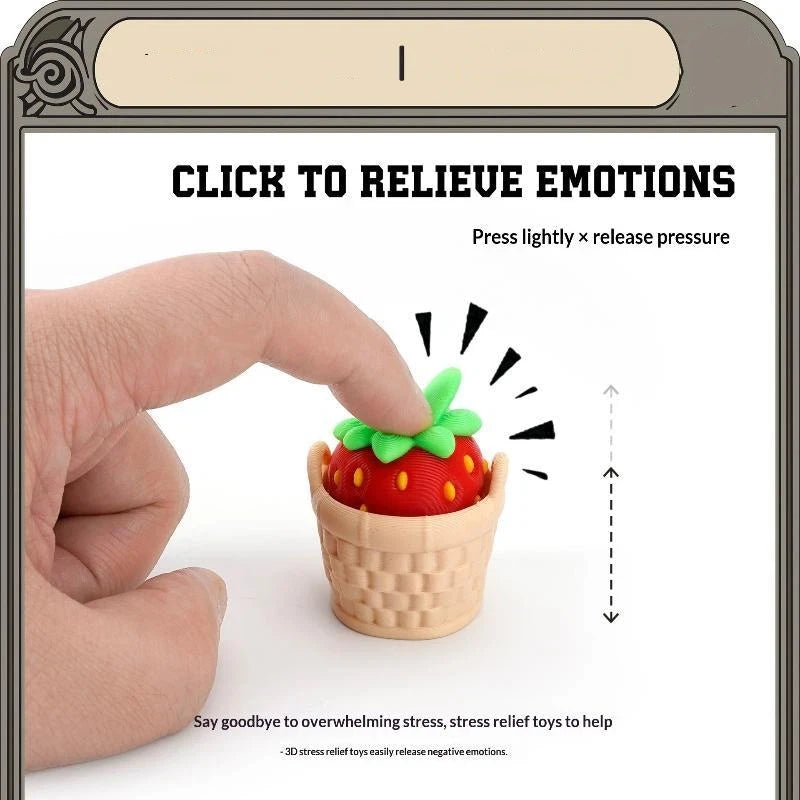 Fidget Clicker Decompression Toy 3D Printed Cute Fruit Shape Creative Anti-Stress Sensory Toy for Kids Adults Stocking Stuffer